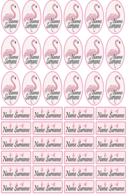 Flamingo School Name Stickers - Image 2