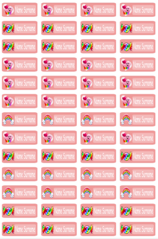 Rainbow Candy Name Label Stickers - Image 2
