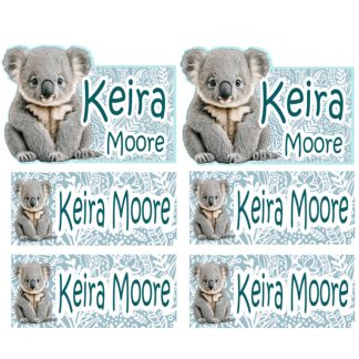 Cuddly Koala Name Stickers