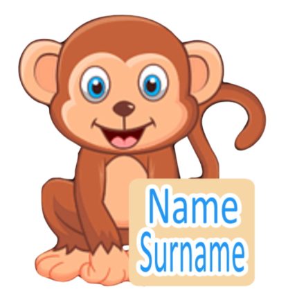 Monkey Shaped Medium Name Stickers - Stickerina