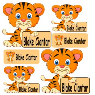 Tiger Shaped Name Stickers