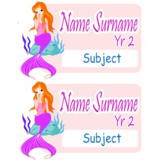 Copybook Labels with PRINTED subject name - Mermaid