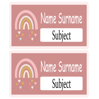 Copybook Labels with PRINTED subject name - Rainbow